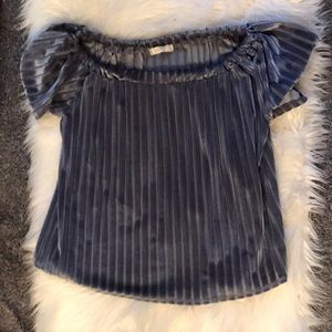 🎄Blue Velvet Off-The-Shoulder Top